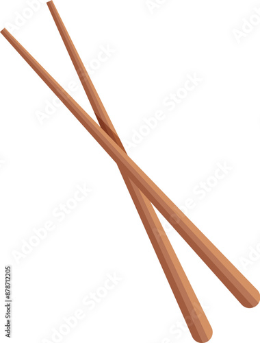 Two wooden chopsticks are crossing, ready for a delicious asian meal