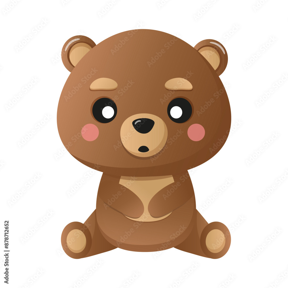 cute bear sits surprised. vector cartoon character animal for children cute bear sits surprised. vector cartoon character animal for children