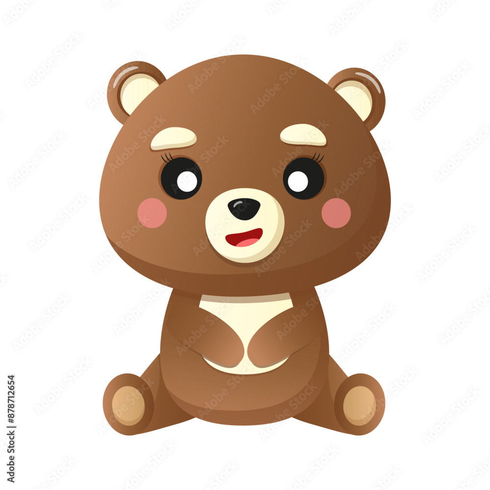 cute bear sits and smiles. vector cartoon character animal for children cute bear sits and smiles. vector cartoon character animal for children