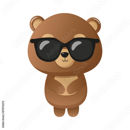 vector cartoon cute bear in sunglasses. kawaii cool character animal