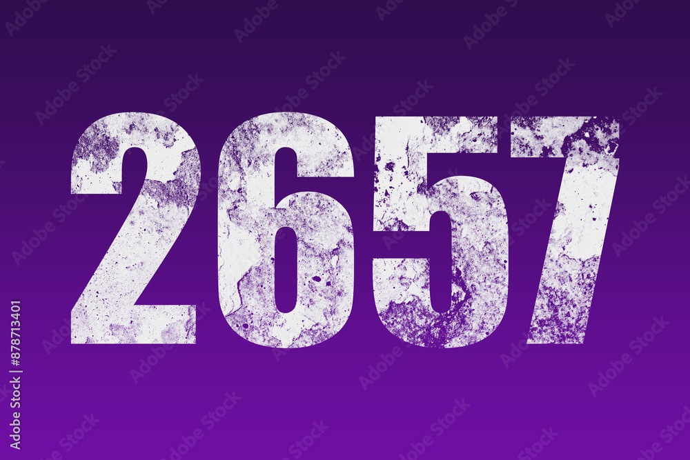 flat white grunge number of 2657 on purple background. flat white grunge number of 2657 on purple background.