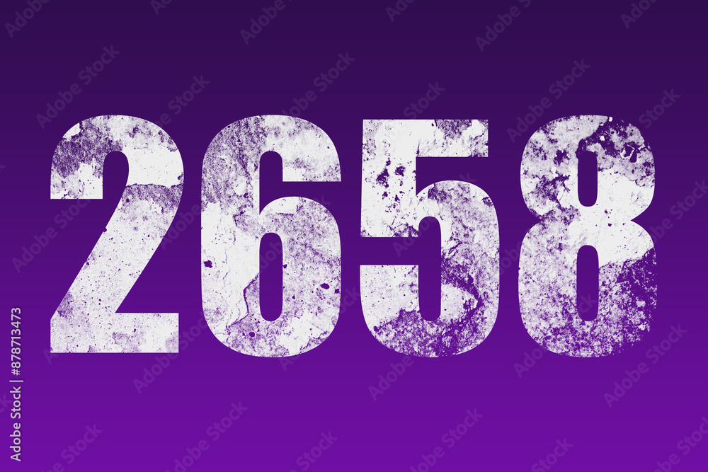 flat white grunge number of 2658 on purple background. flat white grunge number of 2658 on purple background.