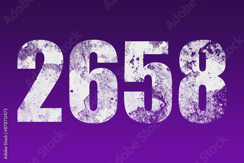 flat white grunge number of 2658 on purple background. 