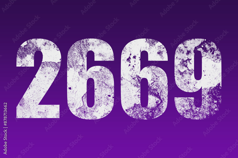 flat white grunge number of 2669 on purple background. flat white grunge number of 2669 on purple background.