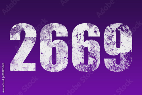 flat white grunge number of 2669 on purple background. 