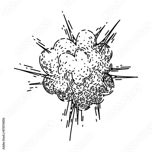 flame explosion bomb hand drawn. fireball explosive, dynamite boom, black cloud flame explosion bomb vector sketch. isolated black illustration