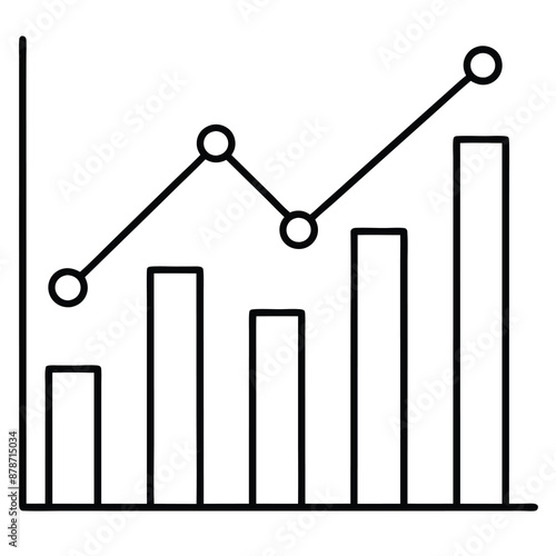 Growth Graph Bar Chart Silhouette Icon Logo Vector Illustration on White Background 