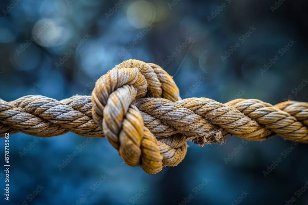 Detailed view of a rope with a blurred background, showcasing textures and patterns, Combining strengths to overcome challenges Detailed view of a rope with a blurred background, showcasing textures and patterns, Combining strengths to overcome challenges