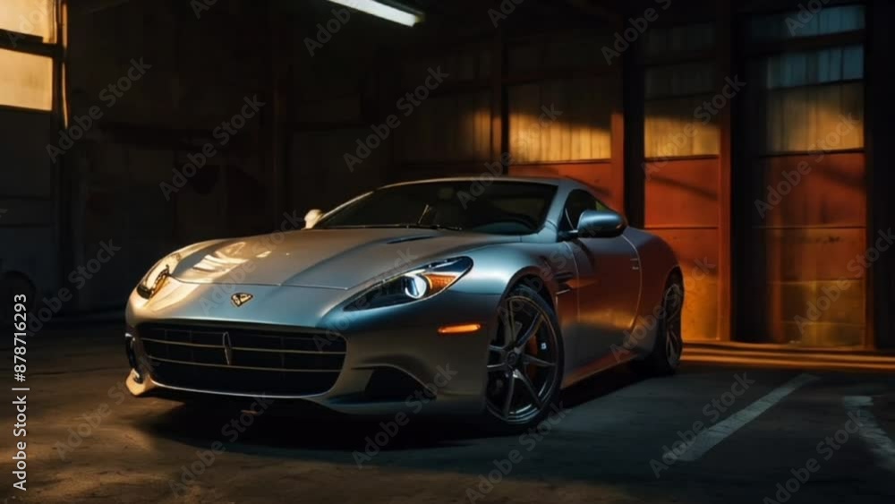 car in the night in garage, video car in the night in garage, video