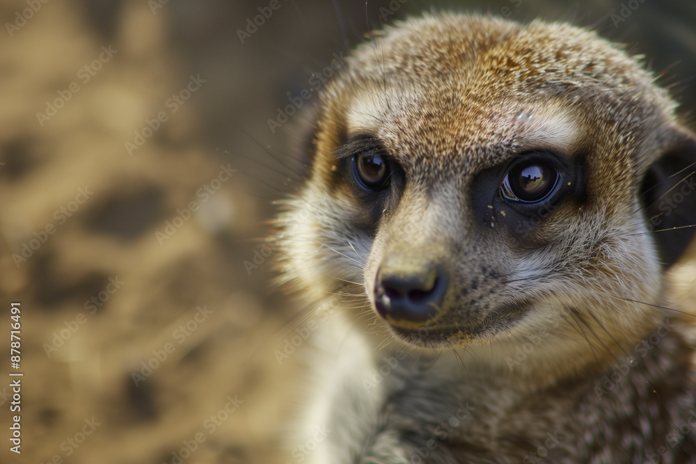 Fototapeta premium Curious Meerkat Face Close Up