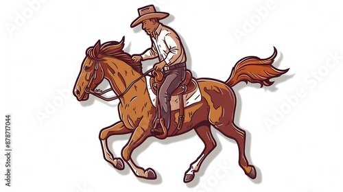 Cowboy Riding Horse on Labor Day Holiday Sticker Design