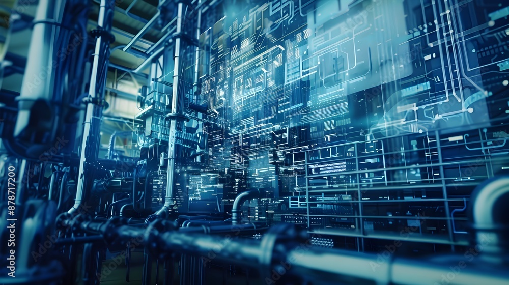 Obraz premium Cybersecurity Landscape for the Futuristic Manufacturing Industry