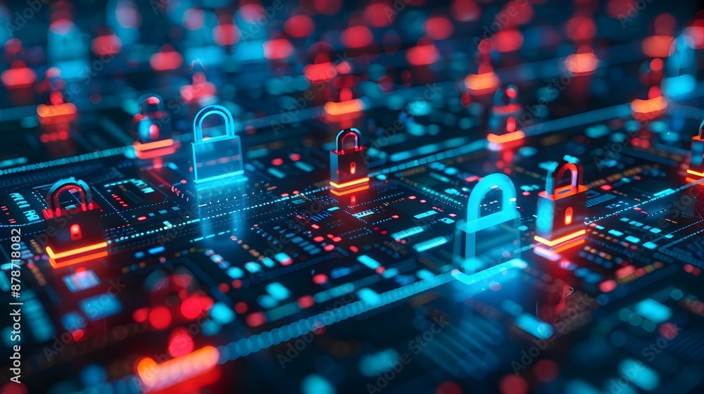 Cybersecurity Vulnerability Assessment Concept with Digital Locks and Circuits Cybersecurity Vulnerability Assessment Concept with Digital Locks and Circuits