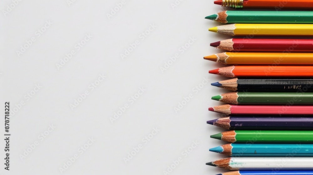 Close up image of colorful pencils against a white backdrop Close up image of colorful pencils against a white backdrop