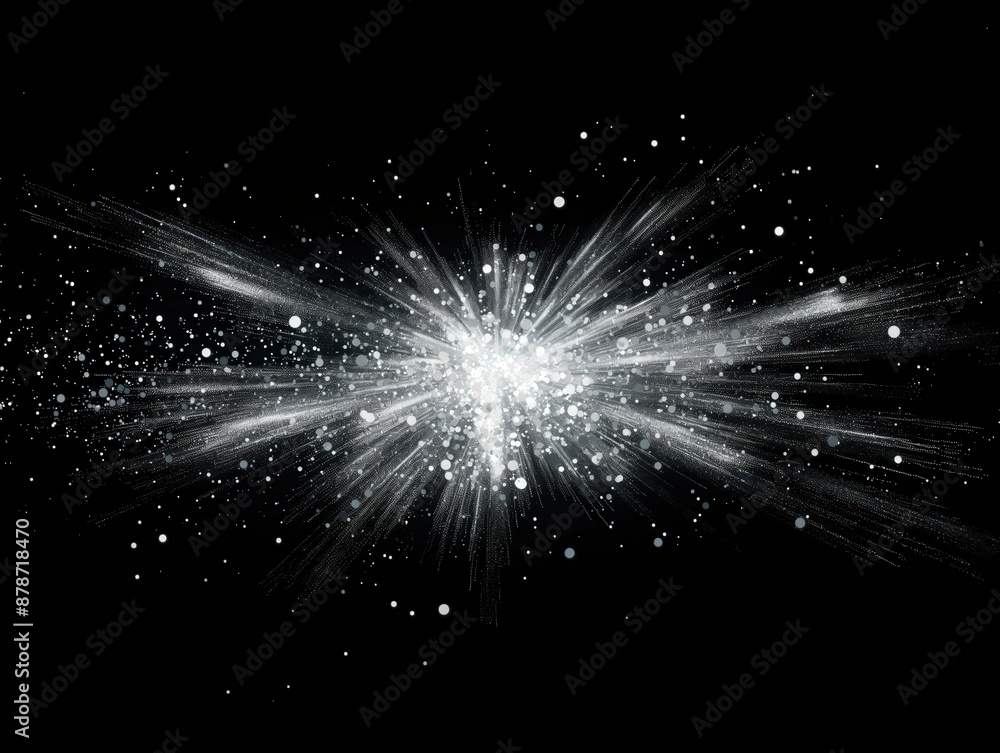 Naklejka premium Abstract silver sparkles on black background