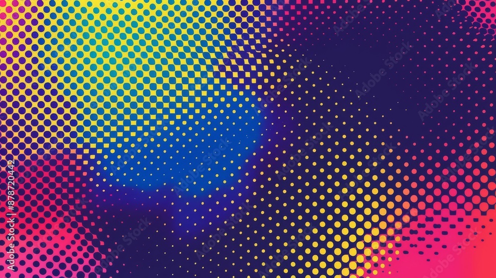 Gradient backdrop with halftone pattern, pop art, bold primary colors, art, dynamic and fun for entertainment promotions Gradient backdrop with halftone pattern, pop art, bold primary colors, art, dynamic and fun for entertainment promotions