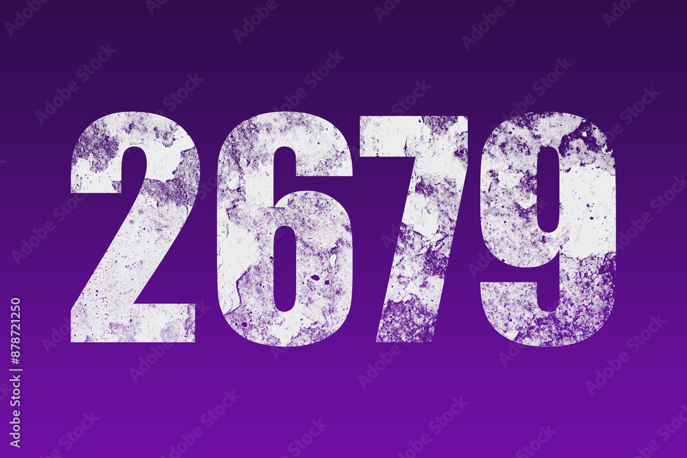 flat white grunge number of 2679 on purple background. flat white grunge number of 2679 on purple background.