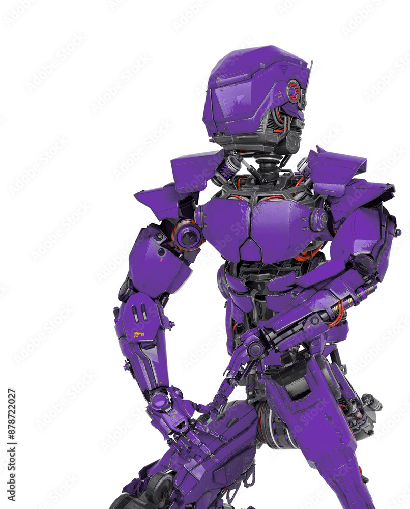 robot soldier is waiting in close up view robot soldier is waiting in close up view