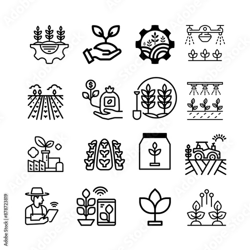 Icon set Agricultural Engineering And Science illustration vector.