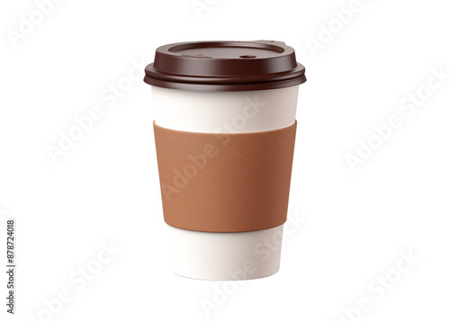 3d paper coffee cup isolated on transparent background, cut out