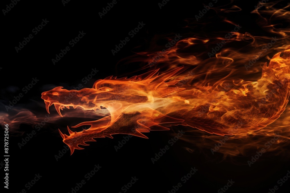 Fototapeta premium Fiery dragon in smoke