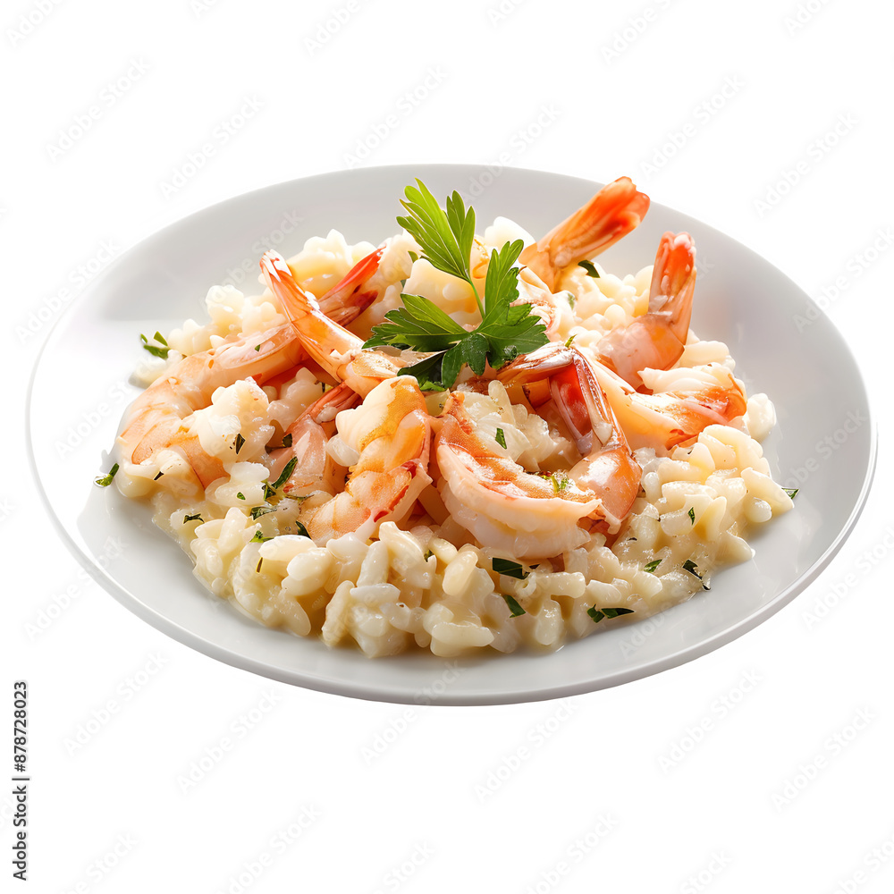 Shrimp risotto on transparent background Shrimp risotto on transparent background