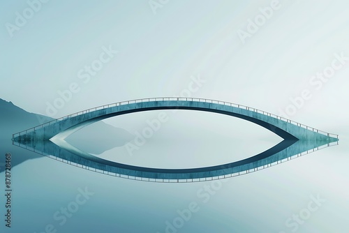 A minimalist bridge icon with a reflection effect, symbolizing connection and transition