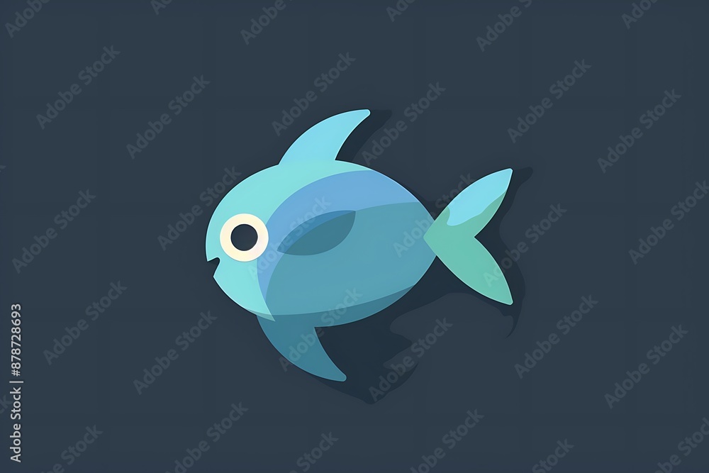 A minimalist fish icon with a ripple effect, embodying life and the aquatic world A minimalist fish icon with a ripple effect, embodying life and the aquatic world