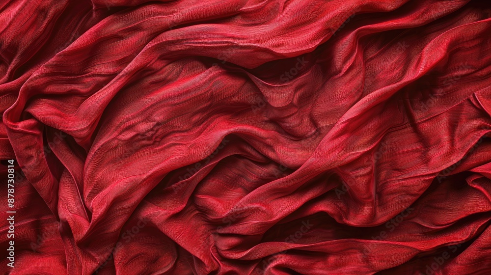 Fototapeta premium Red wrinkled cloth texture backdrop