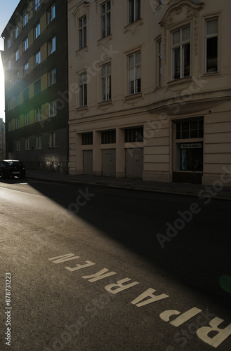street in vienna, evening time, empty street, europe 