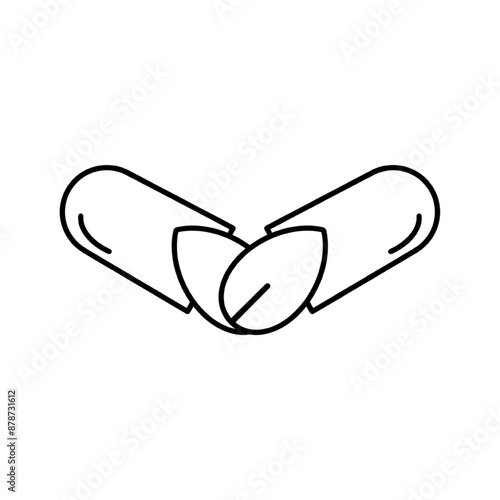 herb medicine icon, natural organic supplements, biologically active additive, thin line symbol on white background - editable stroke vector illustration