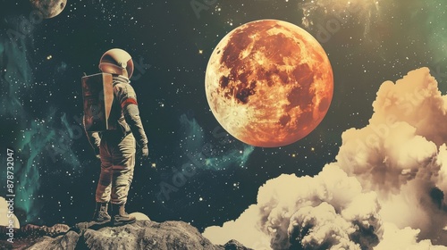 Modern Space themed Collage Art with Copy Space