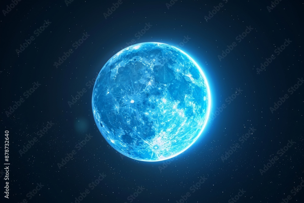 Obraz premium full moon with a glowing blue aura floating in the night sky