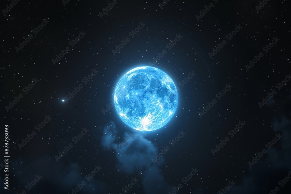 full moon with a glowing blue aura floating in the night sky full moon with a glowing blue aura floating in the night sky