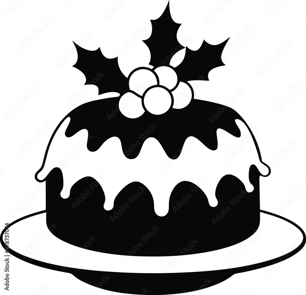 christmas cake illustration black and white. dessert, christmas, celebration, cake, holiday, bakery, festive christmas cake illustration black and white. dessert, christmas, celebration, cake, holiday, bakery, festive