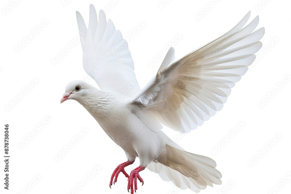 White Dove in Flight Isolated on White Background White Dove in Flight Isolated on White Background