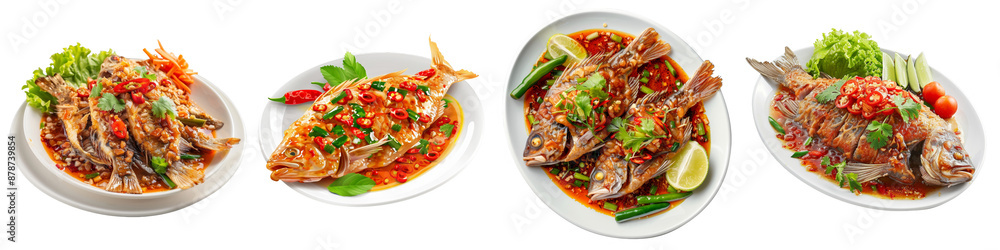 Pla Rad Prik or Fried Fish with Tamarind Sauce clipart collection, symbol, logos, icons isolated on transparent background Pla Rad Prik or Fried Fish with Tamarind Sauce clipart collection, symbol, logos, icons isolated on transparent background