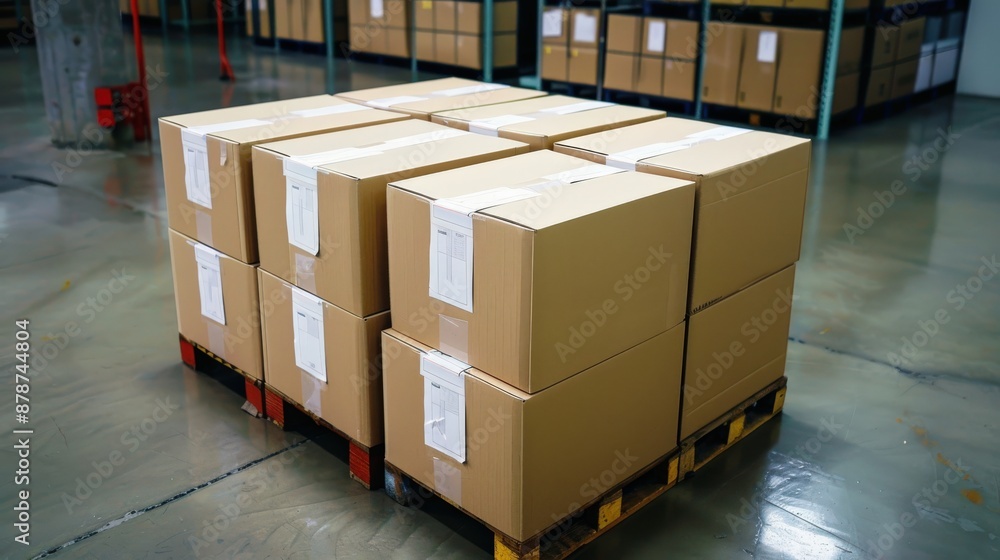 A stack of cardboard boxes. The boxes are piled on top of each other A stack of cardboard boxes. The boxes are piled on top of each other