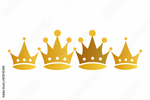 A Set of Highly detailed golden crowns vector art illustration photo