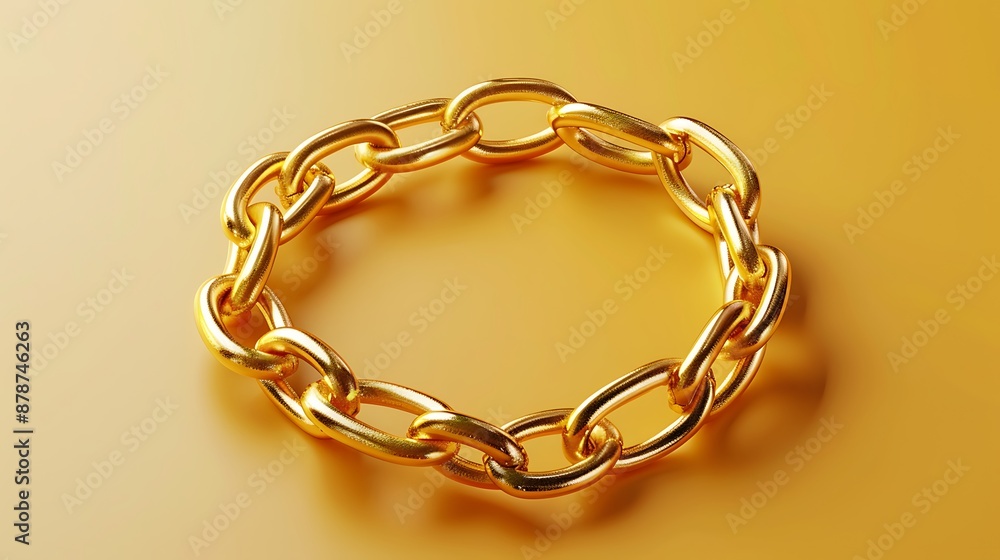 Obraz premium Golden chain shape modern bracelet very detailed and realistic shape light yellow background