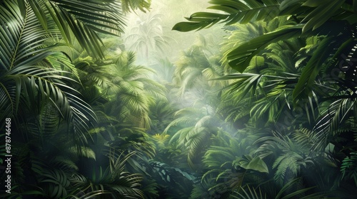 Lush green tropical rainforest during the day