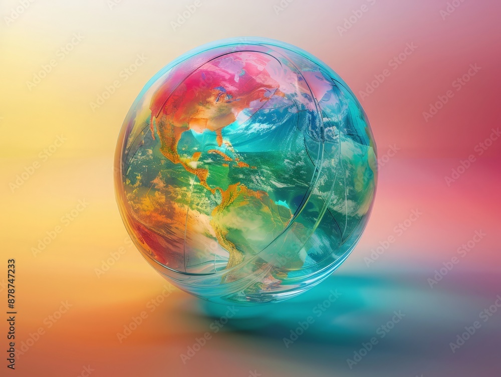 Artistic 3D rendering of a globe with a transparent outer shell, revealing internal layers and core, set against a simple gradient background to enhance its visual impact Artistic 3D rendering of a globe with a transparent outer shell, revealing internal layers and core, set against a simple gradient background to enhance its visual impact