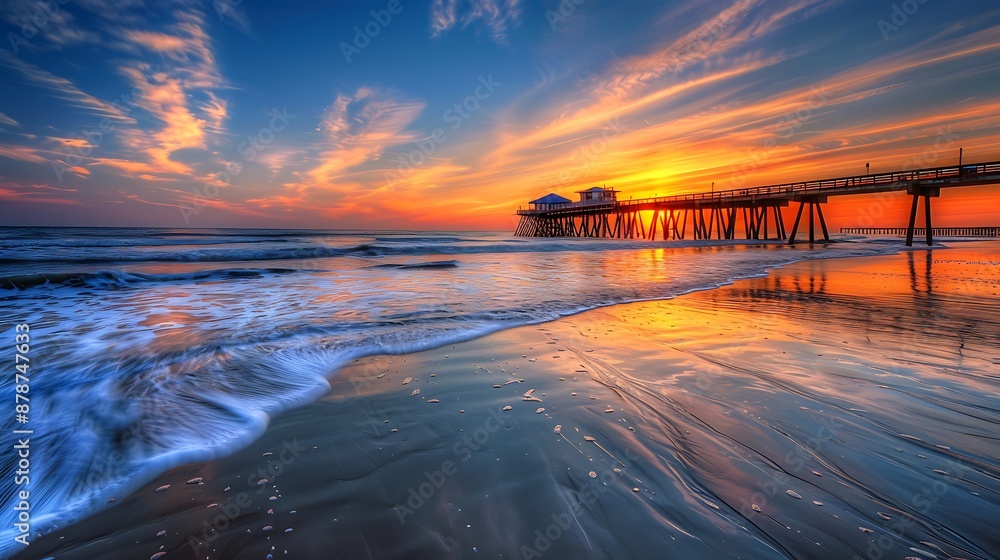 Gorgeous dawn near the pier at cocoa beach