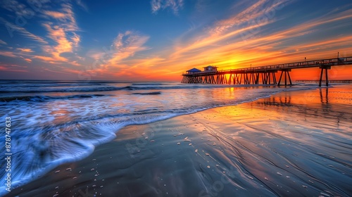 Obraz na płótnie Gorgeous dawn near the pier at cocoa beach w salonie