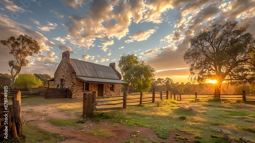 Gorgeous sunrise at Wanneroo henry cottage home of the first settlers very detailed and realistic shape photo