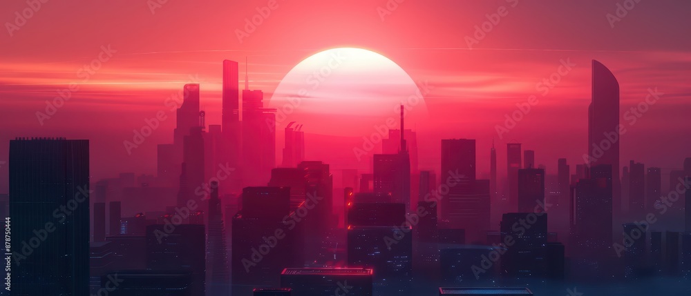 A surreal morning scene where the sun rises with spectral light A surreal morning scene where the sun rises with spectral light