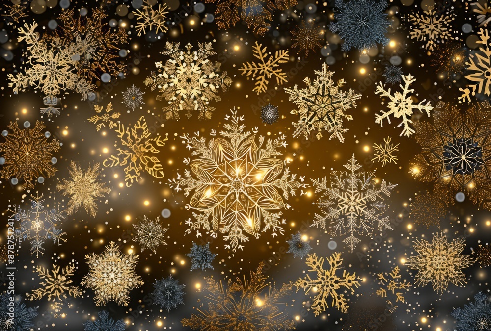 A cluster of delicate snowflakes in various shapes and sizes rests against a dark background. A cluster of delicate snowflakes in various shapes and sizes rests against a dark background.