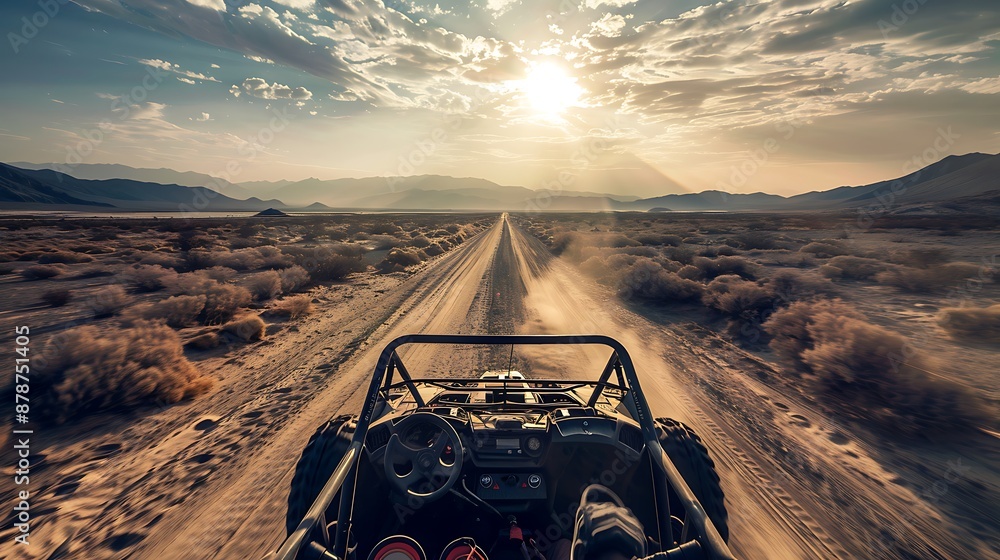 Great sight from a hard ride utv on an empty road very detailed and realistic shape