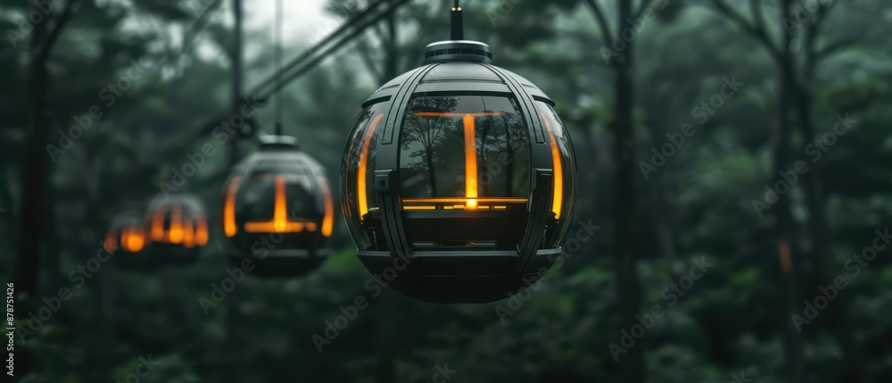 An ethereal forest network where floating pods navigate through enchanted groves An ethereal forest network where floating pods navigate through enchanted groves