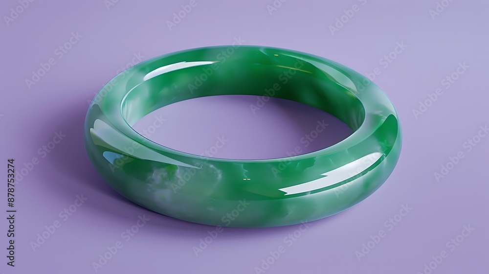 Green jade bangle isolated on purple background Green jade bangle isolated on purple background